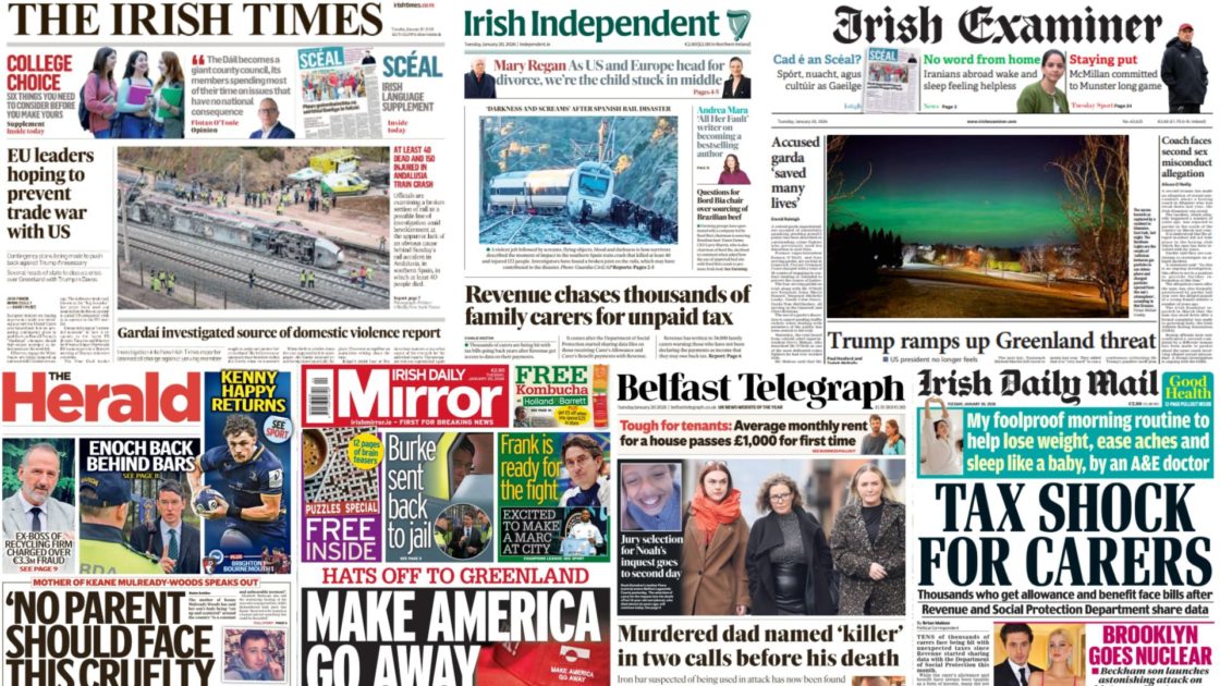 Newspaper front pages