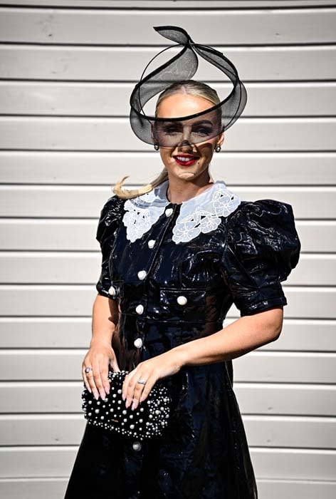 Racegoer Lisa Walsh, from Meath, poses for a portrait ahead of racing on day two of the Punchestown Festival at Punchestown Racecourse in Kildare. Pic: Seb Daly/Sportsfile