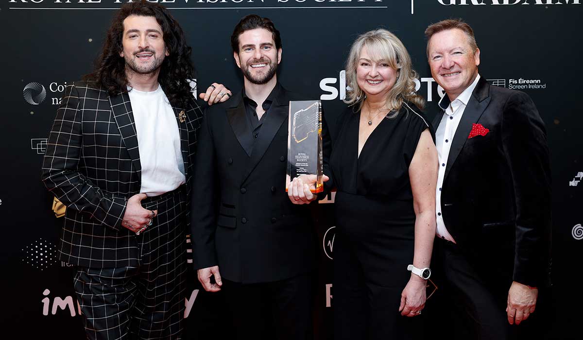 16/4/2026 MAXWELLS PHOTOGRAPHY - NO FEE PHOTO SHOWS: (L-R) Arthur Gourounlian, Eric Roberts, Deirdre Ryan and Donal Duggan celebrate Ericâ€™s Breakthrough Talent Award at the 2026 Royal Television Society (RTS) Ireland Awards /Â GradaimÂ RTS this evening at the Dublin Royal Convention Centre. PIC: Maxwells - no repro fee TheÂ winnersÂ ofÂ the 2026 Royal Television Society (RTS) Ireland Awards /Â GradaimÂ RTSÂ were announced tonightÂ at the annualÂ awardsÂ event, which was hosted by RTÃ‰ this year. TheÂ awards wereÂ presented by RTÃ‰ Radio 1â€™s Louise Duffy and RTÃ‰ 2FMâ€™s Aisling BonnerÂ in front ofÂ 400Â guests from acrossÂ Irelandâ€™s television industry.Â 