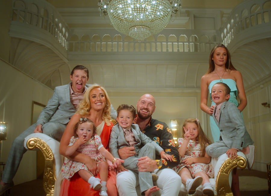 Tyson and Paris Fury with their children Prince John James, Athena, Prince Tyson Fury II, Valencia Amber, Prince Adonis Amaziah and Venezuela in At Home with the Furys