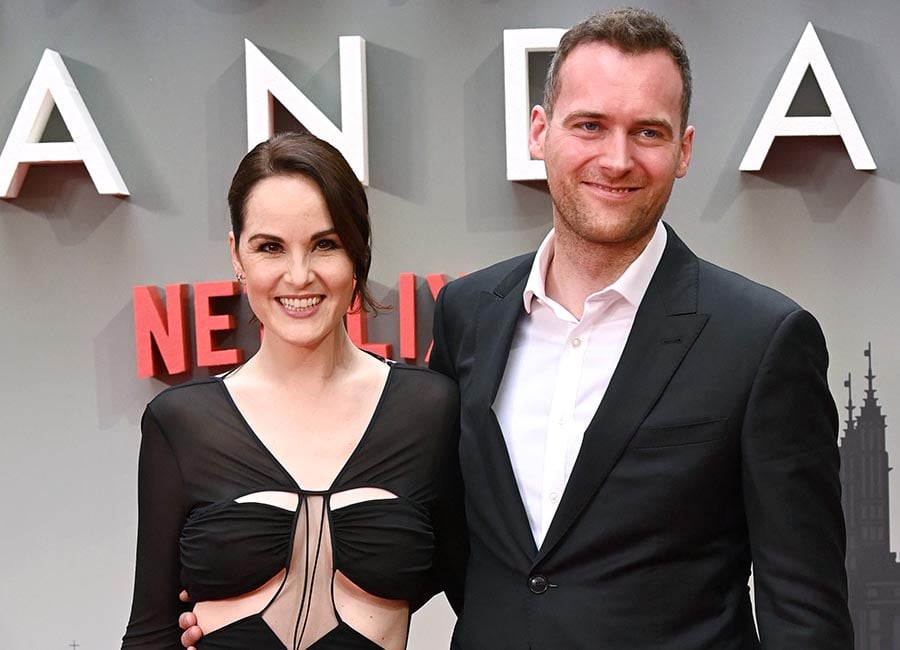 Michelle Dockery and Jasper Waller-Bridge attend the "Anatomy Of A Scandal" world premiere on April 14, 2022 in London, England