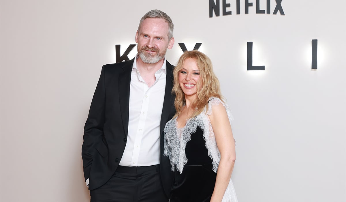 Michael Harte and Kylie Minogue attend the "Kylie" Netflix documentary launch event. Pic: Getty Images
