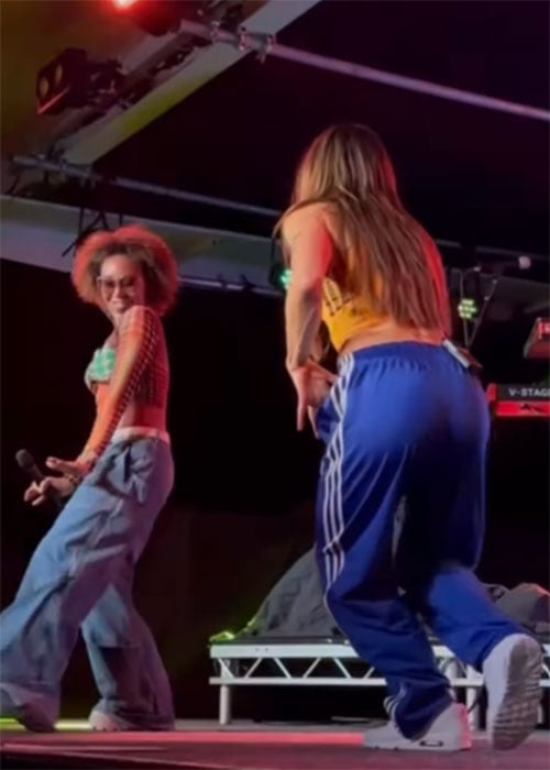 Mel C and Mel B performing on stage together in Leeds for the first time since 2019. Pic: Instagram: Mel C