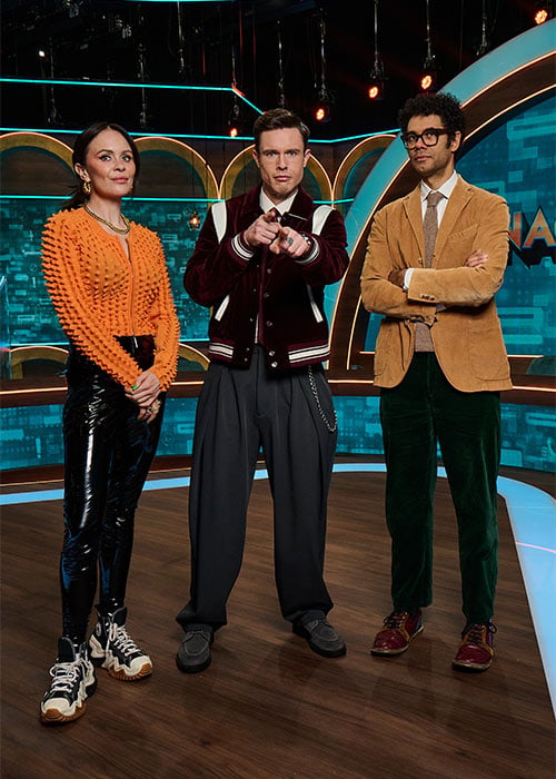 Joanne McNally, Ed Gamble and Richard Ayoade on Unacceptable. Pic: TLC