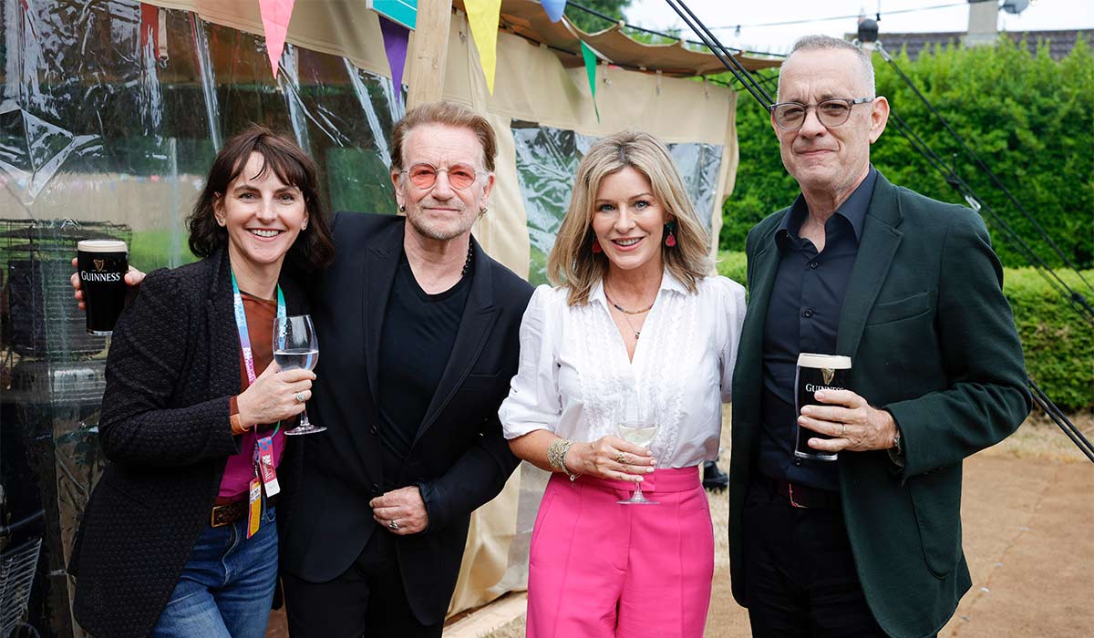 Festival co-founder Sian Smyth, Bono, Northern Irish television presenter and journalist Andrea Catherwood and Hollywood actor and author Tom Hanks pictured after his sold out event held in The Church of the Assumption as part of the annual Dalkey Book Festival. Pic: Conor McCabe Photography