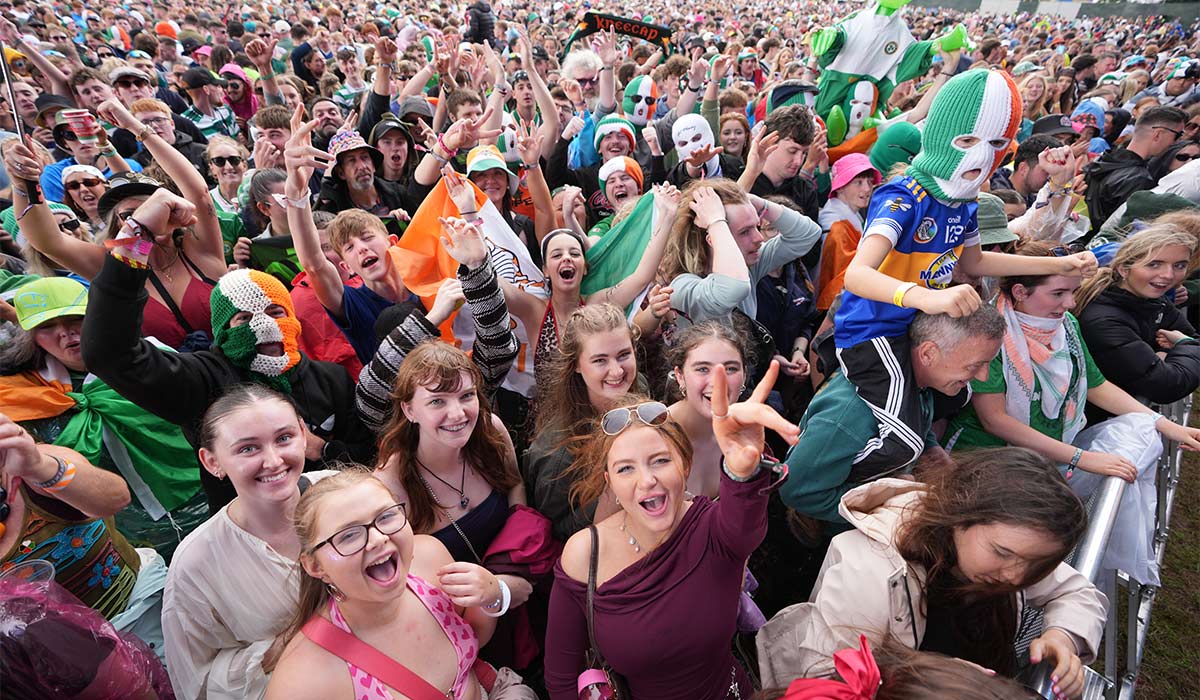 Crowds watch Kneecap Perform on day two of the Electric Picnic festival at Stradbally in Co Laois. Pic: Niall Carson/PA Wire