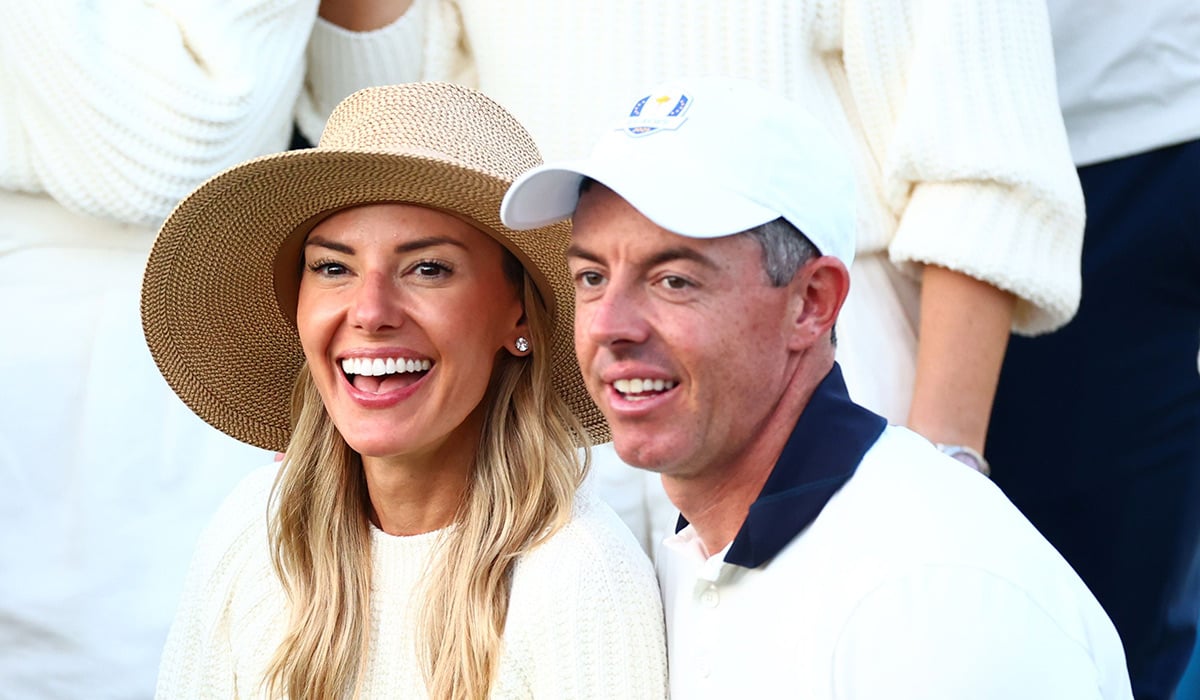 Rory McIlroy of Team Europe celebrates with wife Erica Stoll 2025 Ryder Cup, Day Three. Pic: Shutterstock