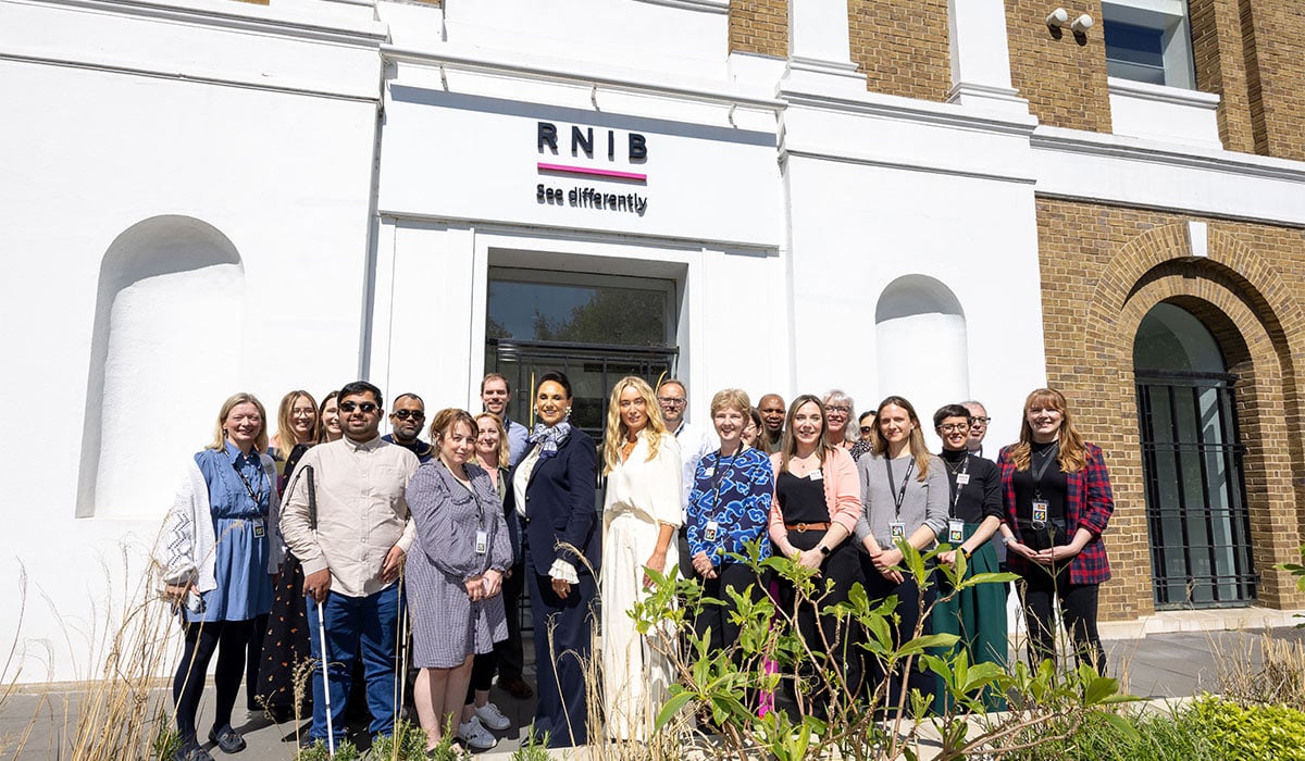 Victoria Smurfit Dame Gail - the outgoing President - and Victoria Smurfitt - the incoming president of the RNIB complete a handover tour of facilities at Grimaldi House. Central London. Pic: Zute Lightfoot
