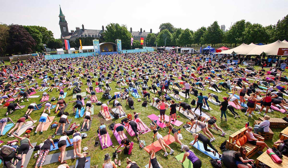 Vogue Williams, Joe Wicks and Dr Hazel Wallace aka the Food Medic energise audiences at day one of WellFest 2024. Pic: Marc O'Sullivan