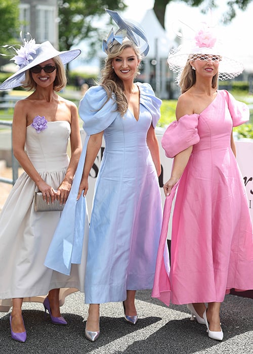 Cleo, Dawn and Davinia Knight, from Portarlington Laois at the Tattersalls Irish Guineas at The Curragh Racecourse. Pic: Damien Eagers Photography