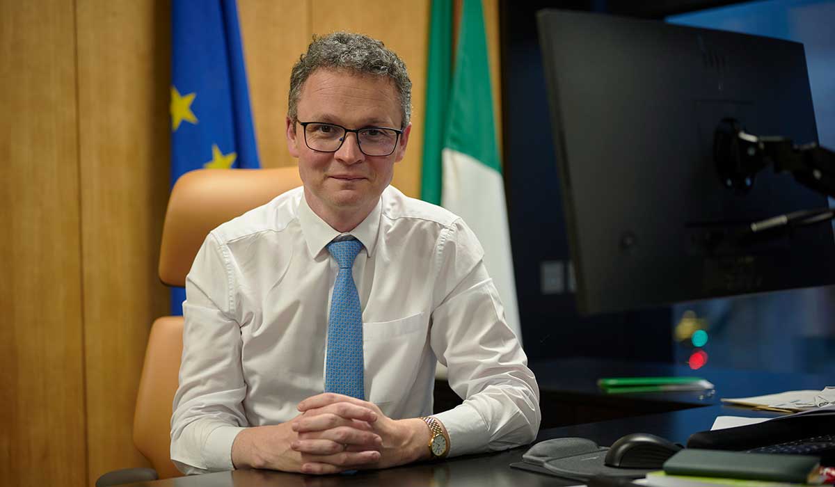 Patrick O'Donovan, Minister for Tourism, Culture, Arts, Gaeltacht, Sport and Media, in his office, Leeson Lane, Dublin 2. Photo by SeÃ¡n Dwyer 17/12/25