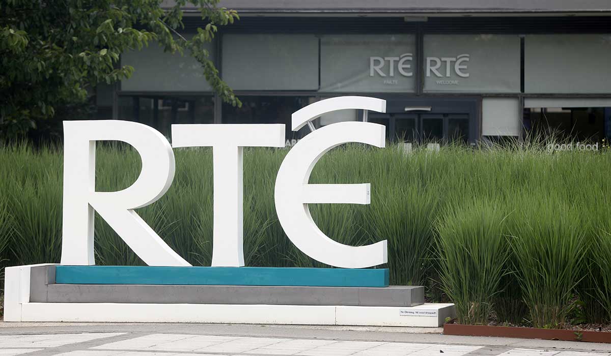 26/06/2023 Dublin Ireland. RTE logos at the station in Donnybrook, Dublin 4 as the rumble of the Ryan Tubridy pay scandal continues. Photo: Leah Farrell/RollingNews.ie