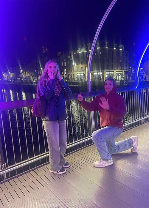 Lauren Grey and Sean Fitzgerald, fake proposal. Pic: Supplied