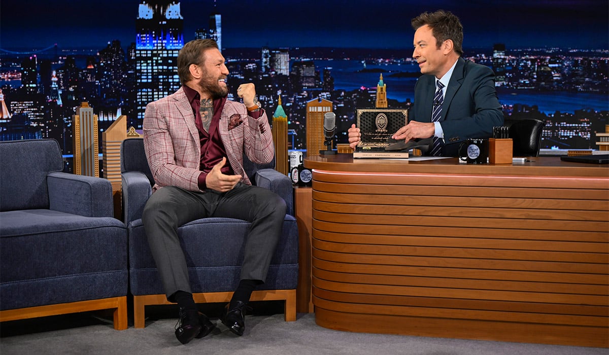 Conor McGregor during an interview with host Jimmy Fallon on The Tonight Show Starring Jimmy Fallon
