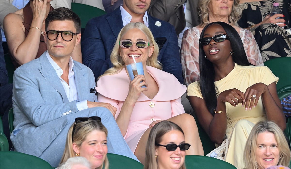 Oliver Cheshire, Pixie Lott and AJ Odudu attend day one of the 2026 Wimbledon Tennis Championships. Pic: WireImage