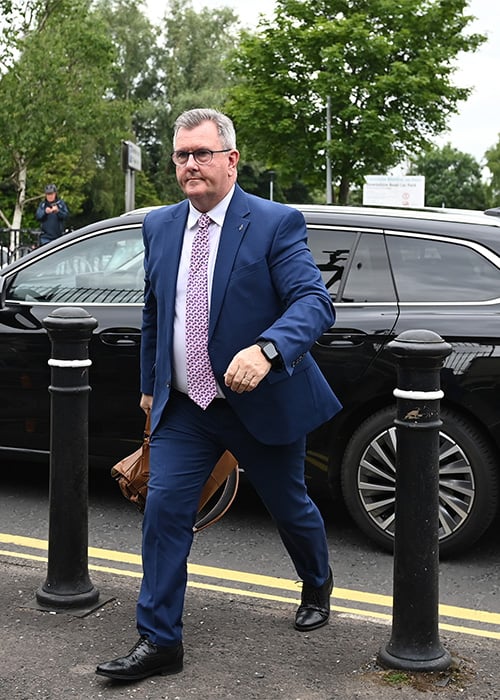 Jeffrey Donaldson arrives at Newry Crown Court. Pic: Charles McQuillan/Getty Images