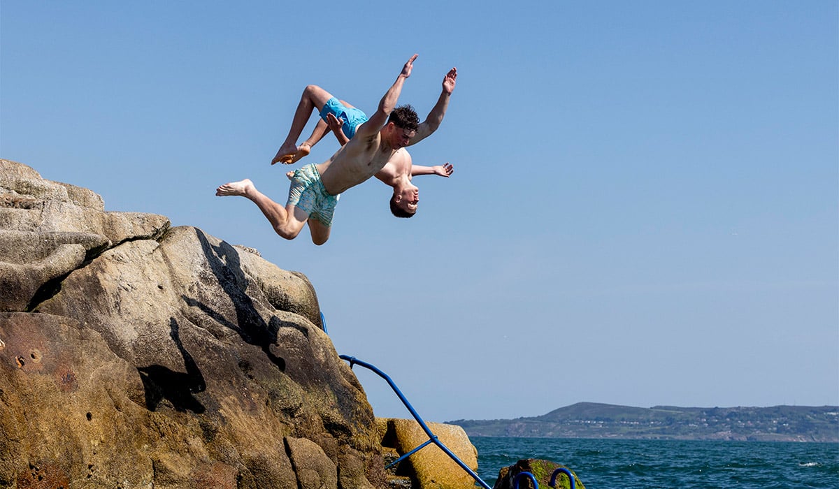 Swimmers at the Forty Foot in Dublin, Ireland. Pic: Tom Honan