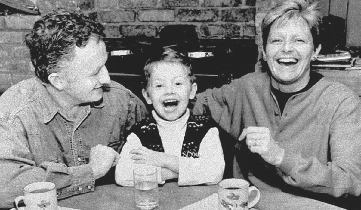 Veronica Guerin with her husband, Graham and son Cathal, who was shot dead in a gangland style "execution" killing. The 33-year-old journalist was at traffic lights when a gunman on a motorbike shot her in her car. Pic: PA Images