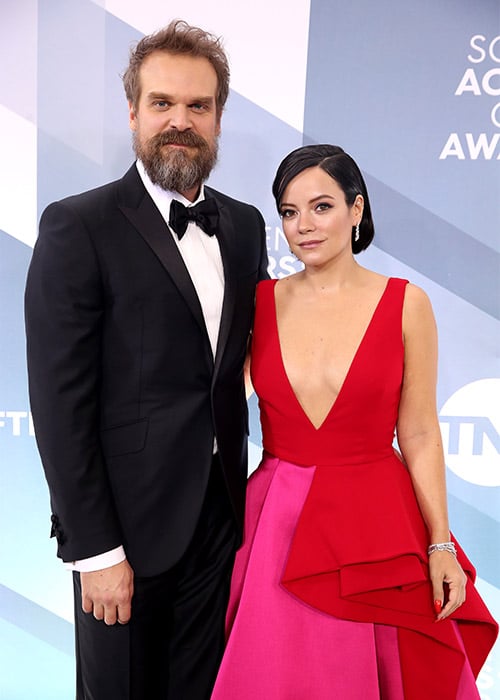 Actor David Harbour and singer Lily Allen. Pic: Getty Images