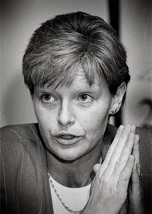 File Photo Its Veronica Guerin 25th Anniversary This June End. Murdered Journalist Veronica Guerin speaking at a Fianna Fail conference on Crime. April 1996. Pic: Eamonn Farrell/RollingNews.ie