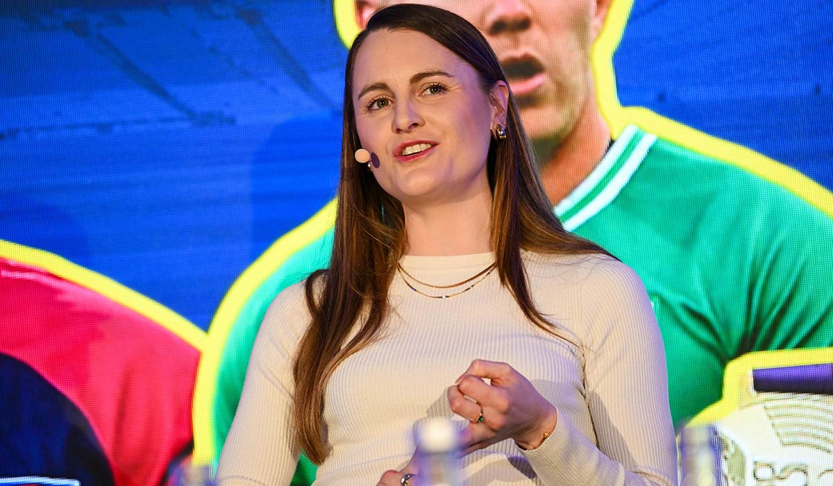In attendance at Croke Park in Dublin, to mark the launch of the 2025 Lidl Ladies National Football Leagues is European 1500m Champion Ciara Mageean. Pic: Sportsfile