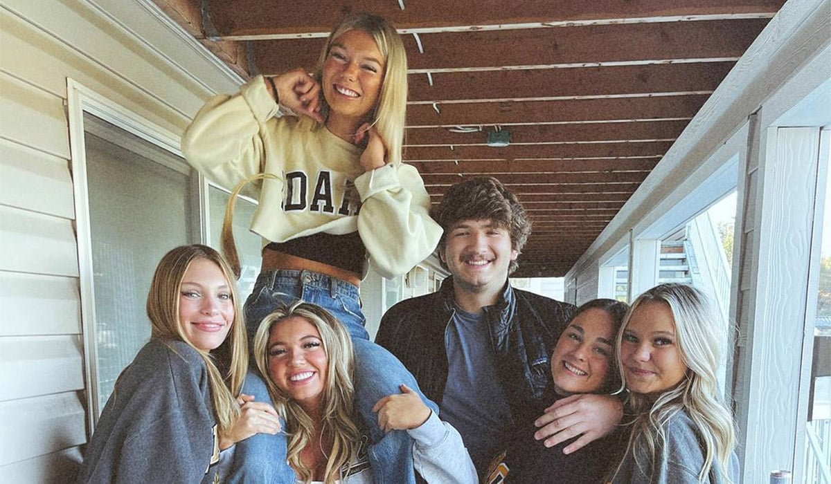 Dylan Mortensen, Kaylee Goncalves, Madison Mogen (on Kaylee's shoulders) Ethan Chapin, Xana Kernodle and Bethany Funke