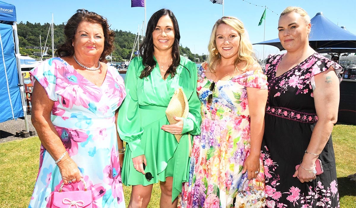 Bernice Bushe, Joanne Smith, Sarah McSweeney & Aoife Drinan at the Cork Week Ladies Day, RCYC, in aid of Crosshaven RNLI. Pic: Siobhán Russell