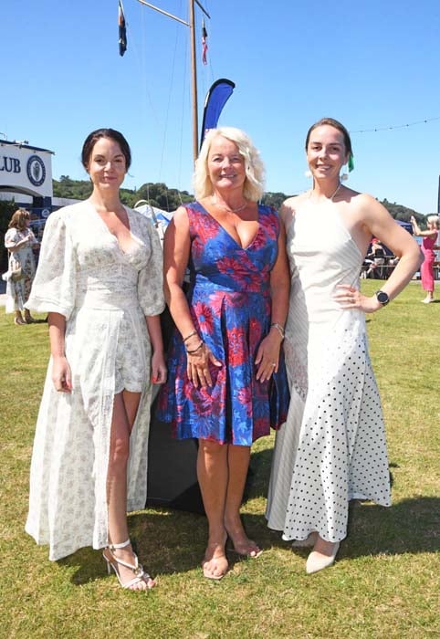 Susan Thompson Gonzales, Grainne Lehane & Radostina Milcheva at the Cork Week Ladies Day, RCYC, in aid of Crosshaven RNLI. Pic: Siobhán Russell