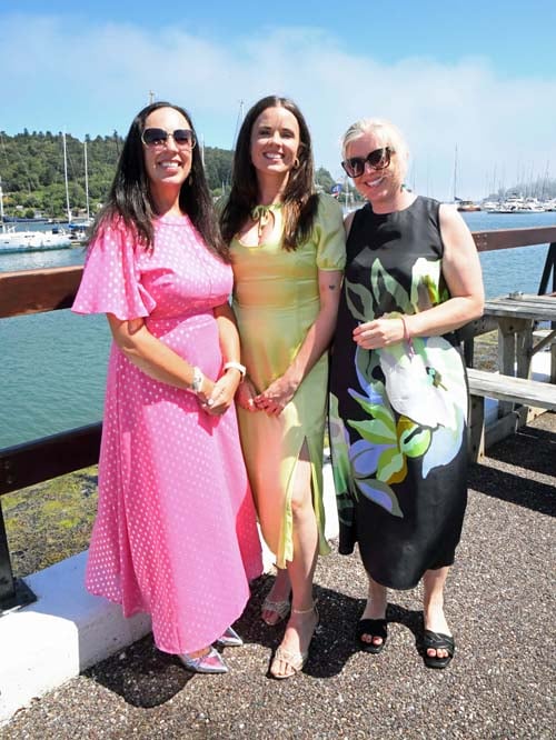 Honor Lucey, Cathy Duggan & Sarah Jenkins at the Cork Week Ladies Day, RCYC, in aid of Crosshaven RNLI. Pic: Siobhán Russell