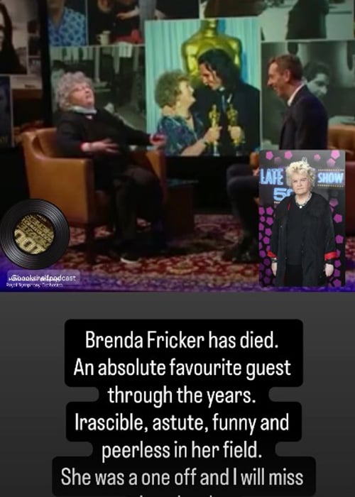 Ryan Tubridy remembers Brenda Fricker. Pic: Ryan Tubridy Instagram
