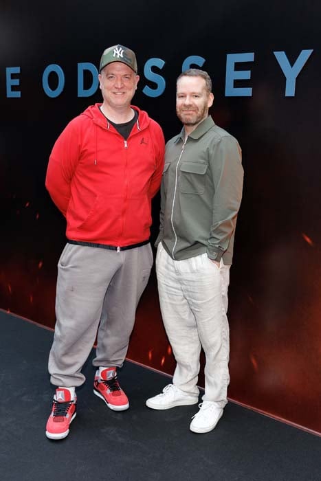 Dave Moore and Neil Delamere pictured at the Irish premiere screening of Christopher Nolan’s The Odyssey at The Irish Film Institute, Dublin. Pic: Andres Poveda
