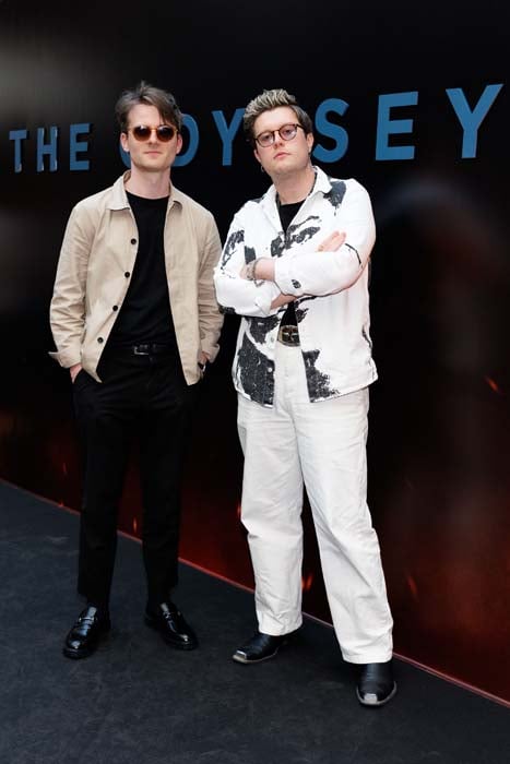 Adam O'Regan and Shobsy pictured at the Irish premiere screening of Christopher Nolan’s The Odyssey at The Irish Film Institute, Dublin. Pic: Andres Poveda
