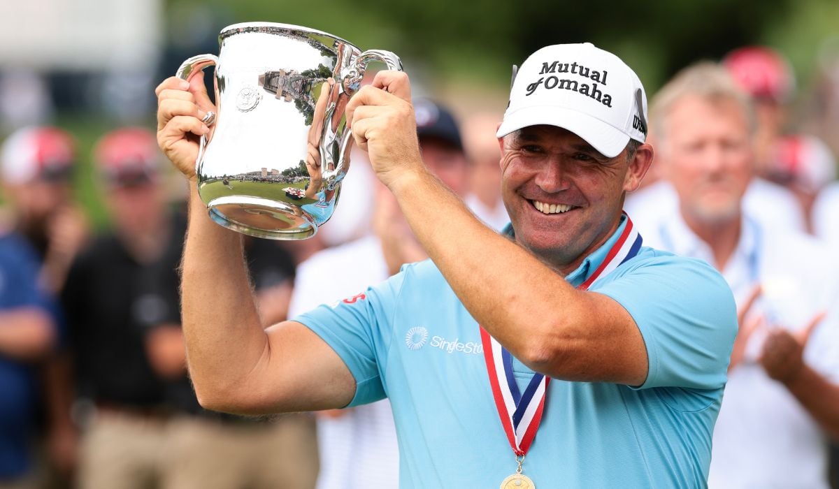 Padraig Harrington after winning the US Senior Open Championship in 2025. Pic: Andrew Wevers/Getty Images