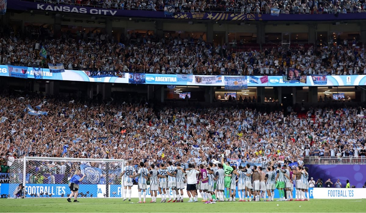 Argentina players and fans. Pic: Hector Vivas - FIFA/FIFA via Getty Images