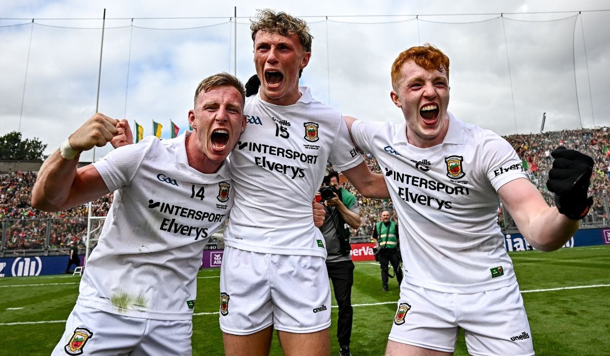 Mayo players, from left, Ryan O'Donoghue, Kobe McDonald and Darragh Beirne. Pic: Seb Daly/Sportsfile