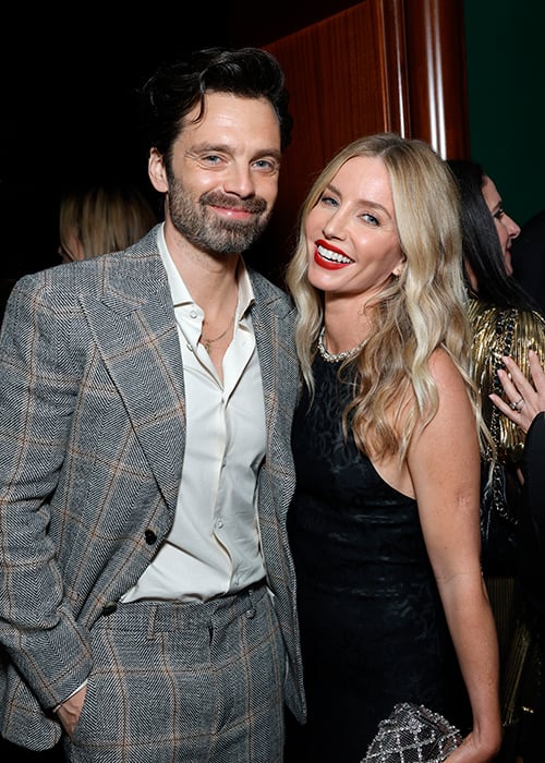 BEVERLY HILLS, CALIFORNIA - MARCH 01: (L-R) Sebastian Stan and Annabelle Wallis attend the CHANEL and Charles Finch Annual Pre-Oscar Dinner at the Polo Lounge at The Beverly Hills Hotel on March 01, 2025 in Beverly Hills, California. (Photo by Stefanie Keenan/WireImage)