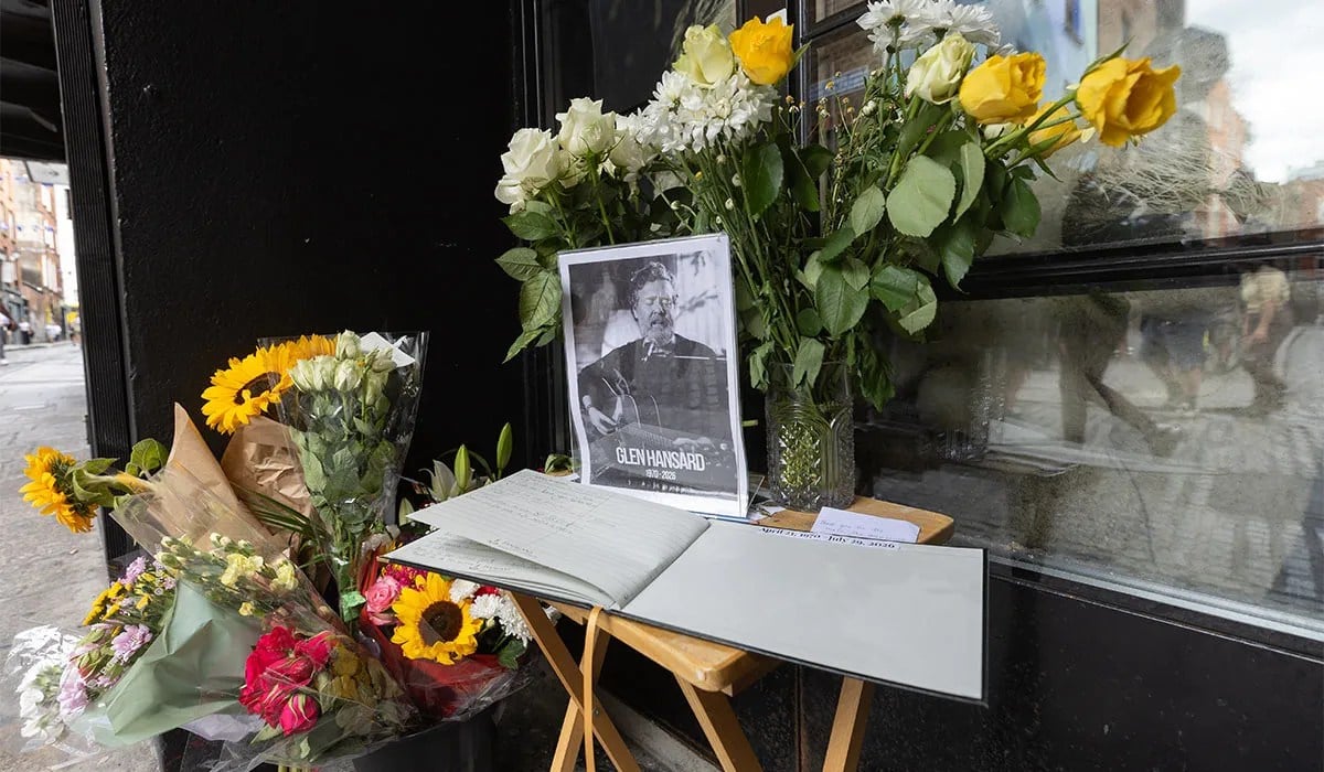 A book of condolence to Glen Hansard at the Temple Bar Rock'n'roll Museum. Pic: Getty Images