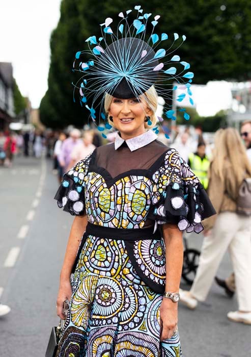 Breda Butler (Tipperary) dressed to impress for Ladies Day at the Dublin Horse Show, RDS. Pic: Sam Boal/Collins Photos