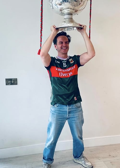 Andrew Scott celebrating Mayo's All-Ireland win. Pic: Dessie Campbell/Instagram