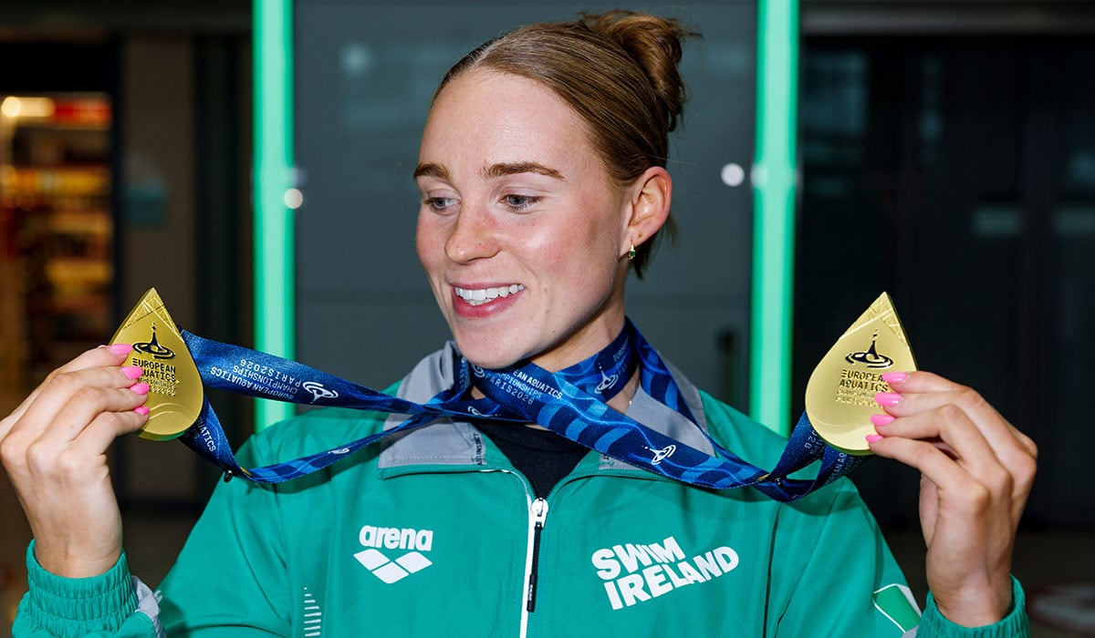 Ellen Walshe with her 400m individual medley gold medal and 200m individual medley gold medal. Pic: INPHO/Tom Maher
