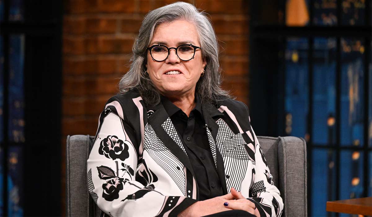LATE NIGHT WITH SETH MEYERS -- Episode 1822 -- Pictured: Comedian & actress Rosie O'Donnell during an interview with Seth Meyers on July 23, 2026 -- (Photo by: Paula Lobo/NBC via Getty Images)