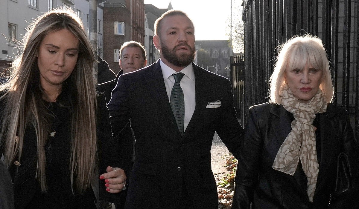 Conor McGregor and his partner Dee Devlin, his mother Margaret and his father Tony