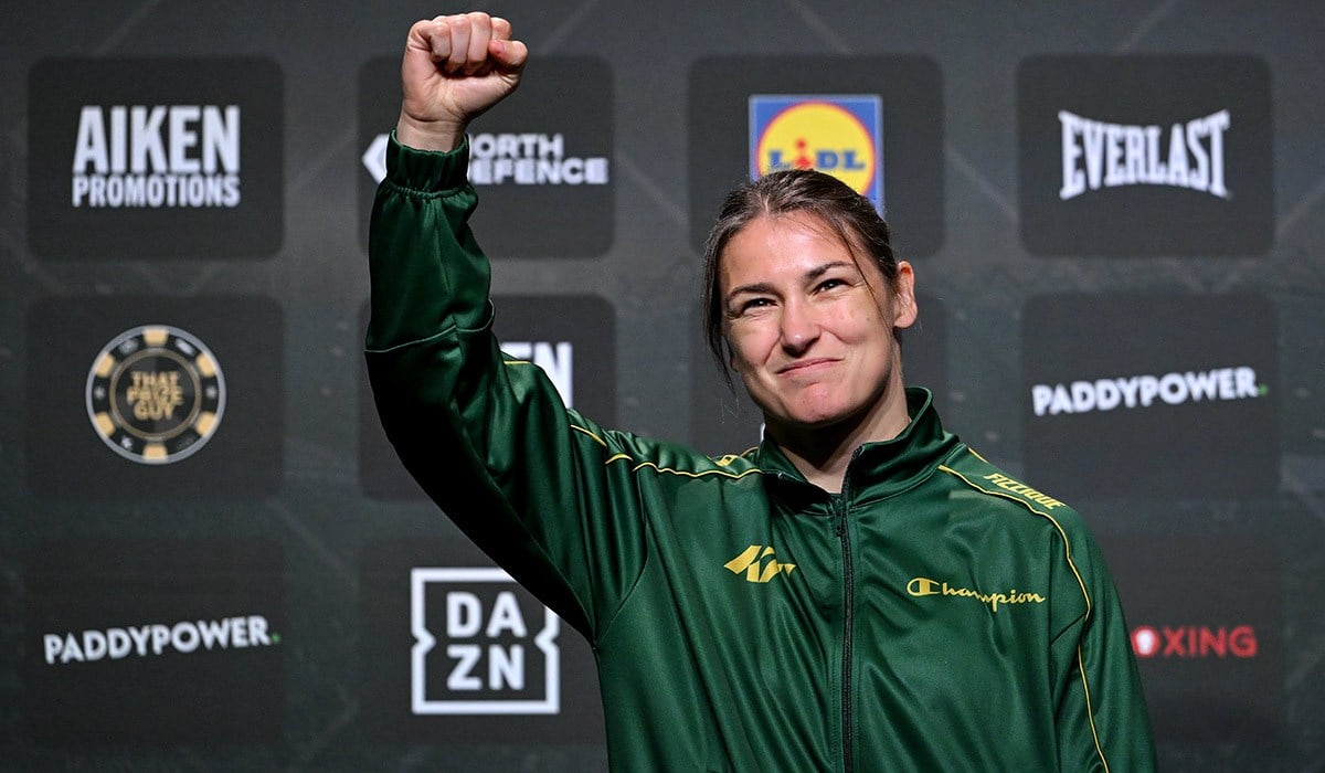 Katie Taylor during a press conference ahead of her undisputed super lightweight championship fight against Flora Pili. Pic: Sportsfile