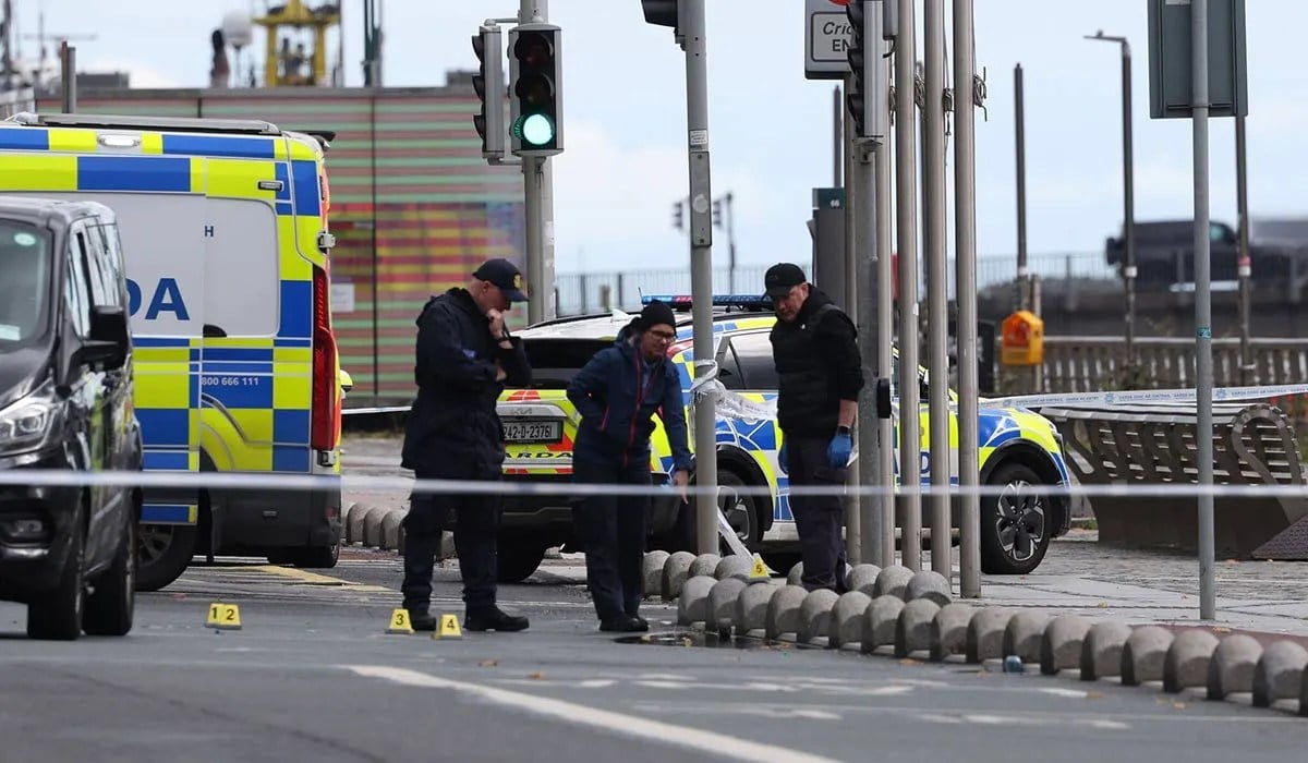 The scene today of a serious road traffic collision on North Wall Quay in Dublin. Pic: Collins Photos