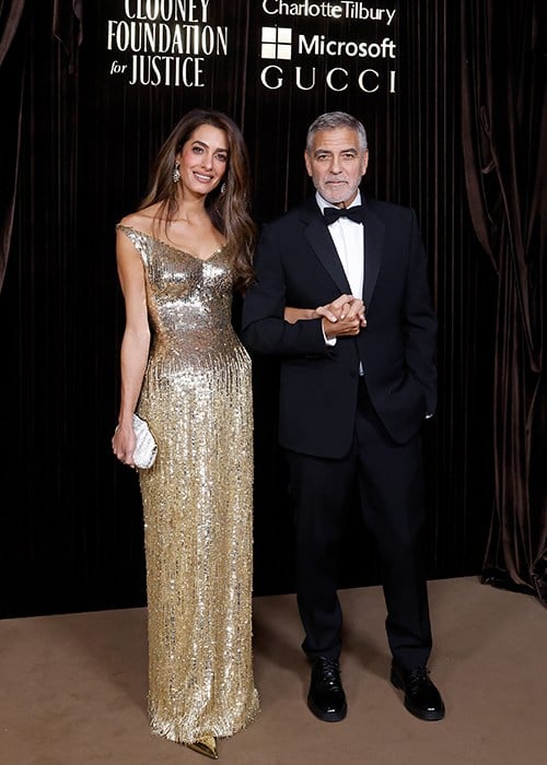 LONDON, ENGLAND - OCTOBER 09: Amal Clooney and George Clooney attend The Clooney Foundation For Justice's The Albies 2026 at Natural History Museum on October 09, 2026 in London, England.  (Photo by Taylor Hill/Getty Images)