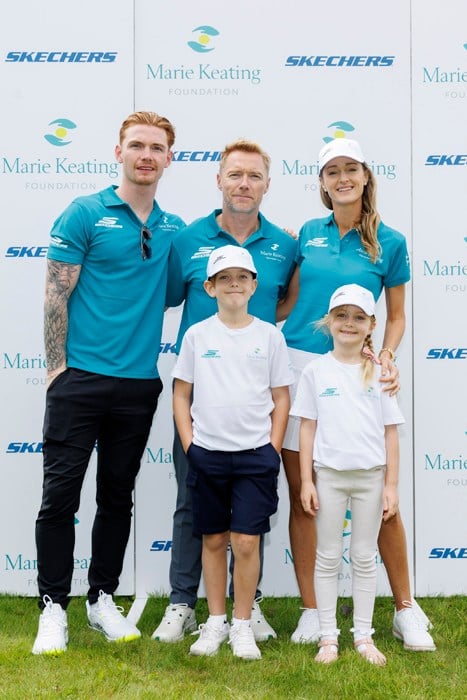 Ronan and Storm Keating with children Jack, Cooper and Coco pictured at the 27th Annual Marie Keating Foundation Celebrity Golf Classic. Pic: Andres Poveda