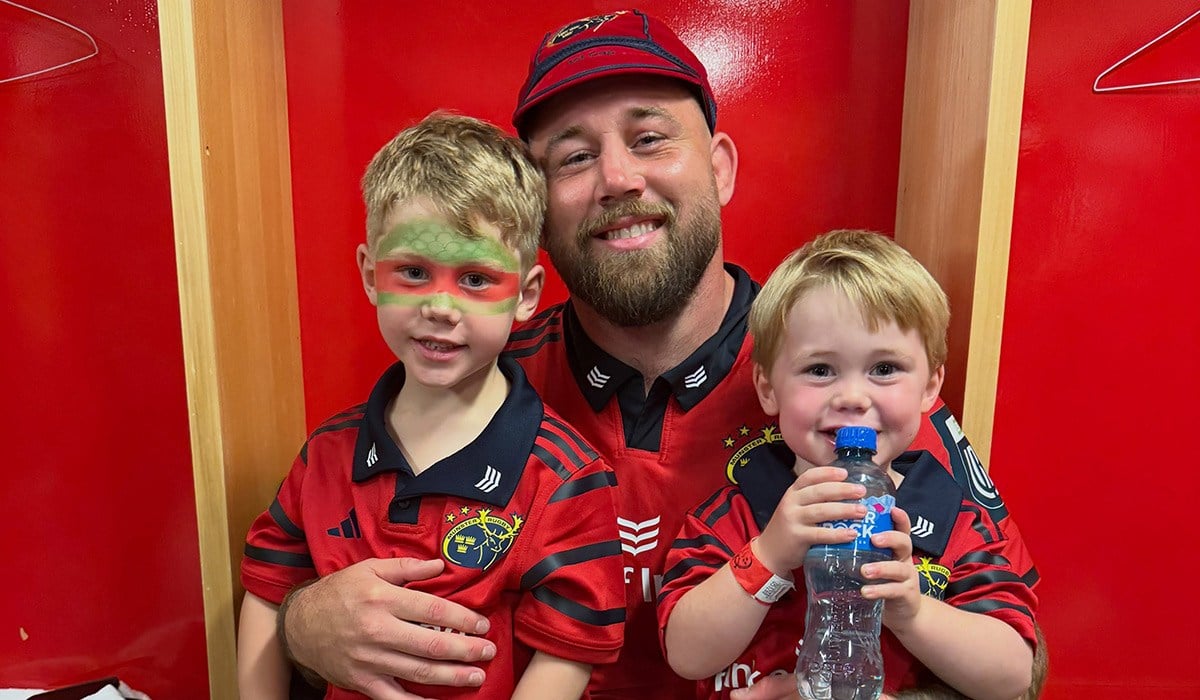 Munster rugby star Kieran Brookes with his kids. Pic: Danielle Molloy/Instagram
