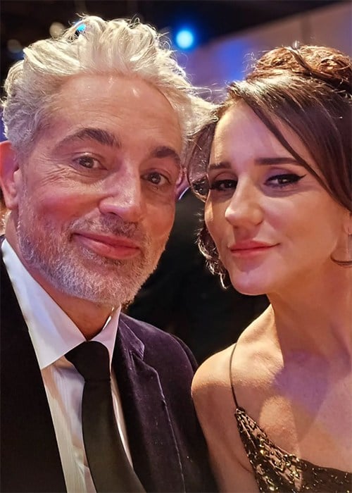 Baz Ashmawy and Tanja Evans at the IFTA Awards 2025 at the Dublin Royal Convention Centre