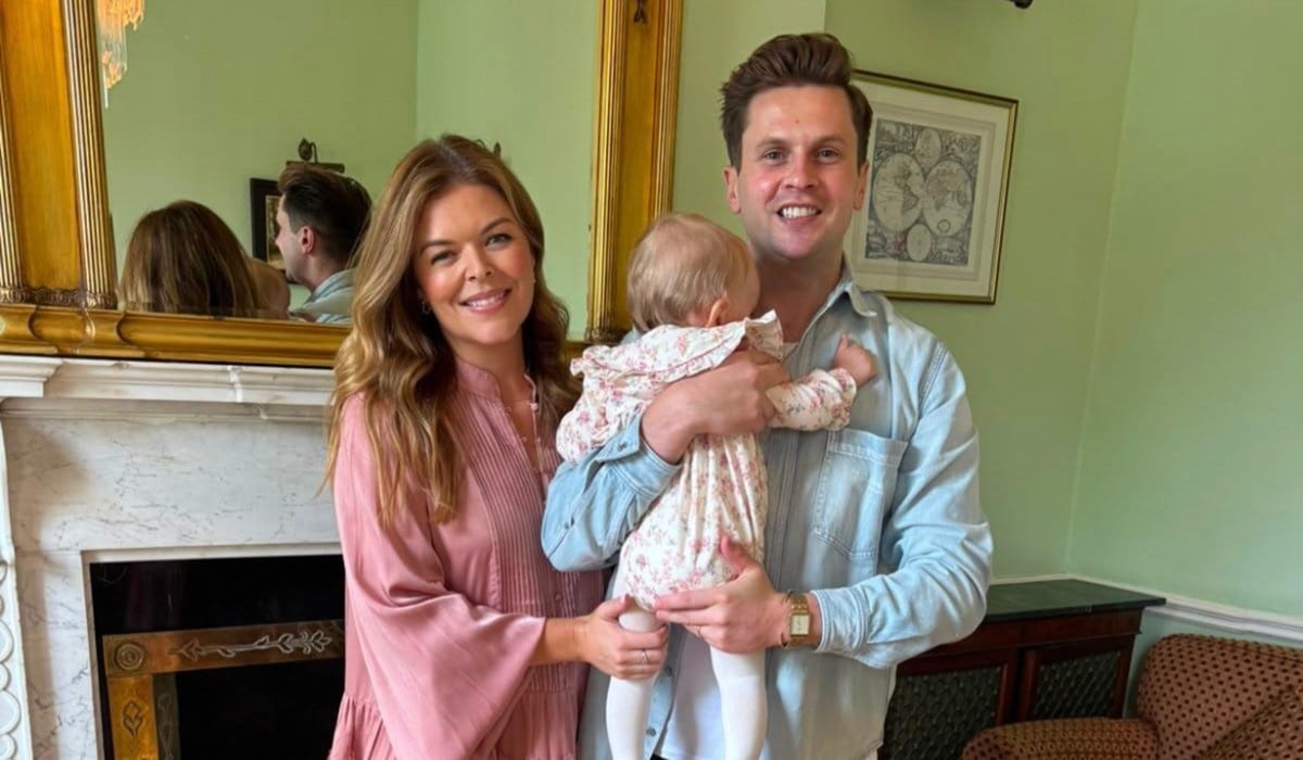 Doireann Garrihy, Mark Mehigan and baby Rosie head to nephew's christening. Pic: Mark Mehigan/Instagram