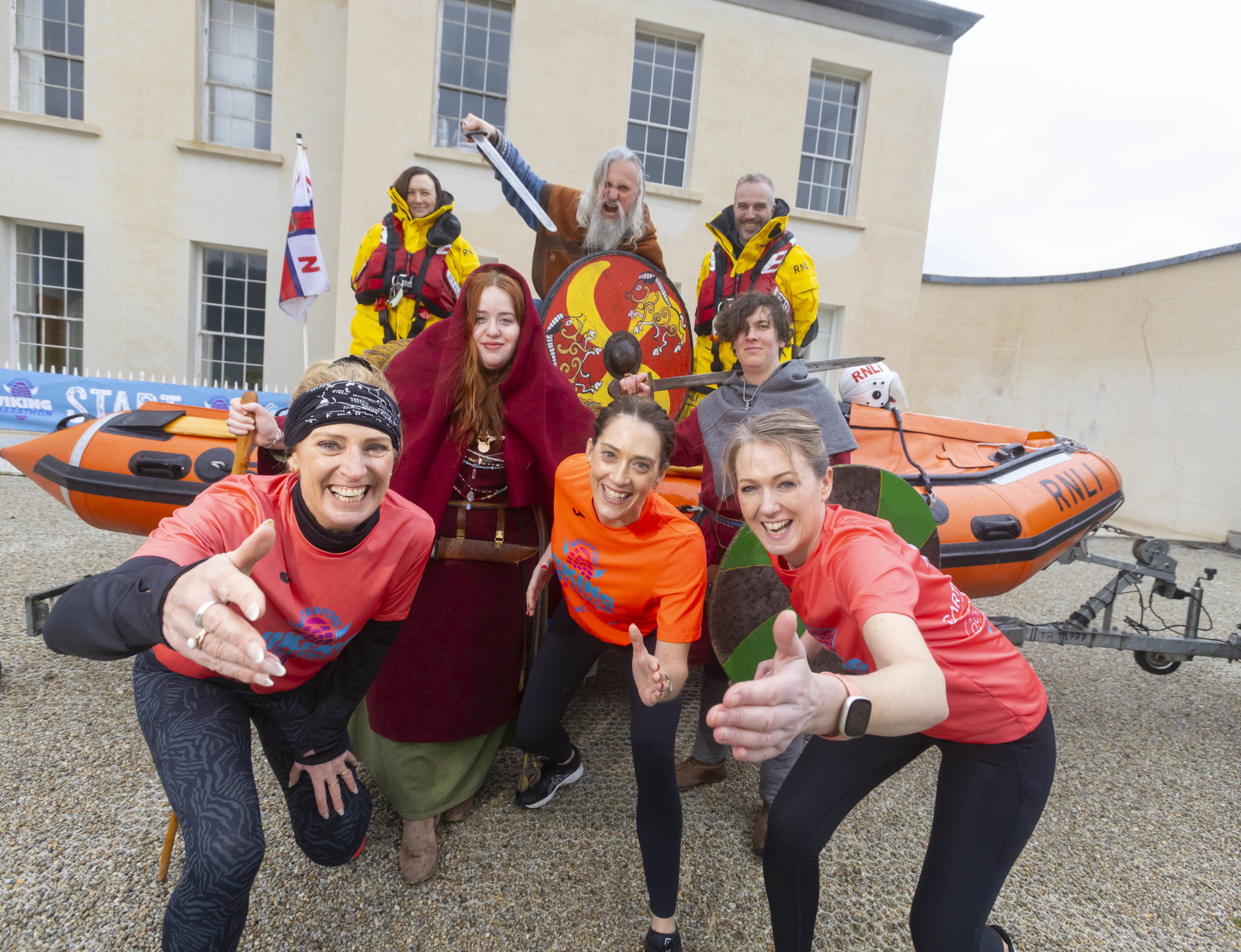 Runners and Vikings Pictured at the launch of the Waterford Viking Marathon at Mount Congreve. Photograph: Patrick Browne